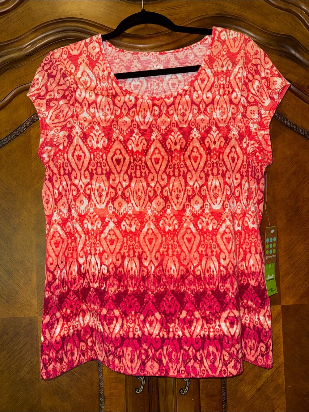 Title Nine Pink Ombre Geometric Short-Sleeve Tee